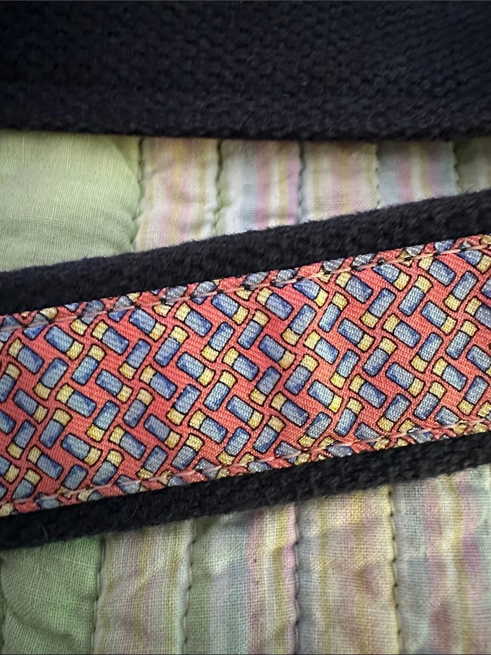 Vineyard Vines Men's Woven Multicolor Belt with Leather Trim 38